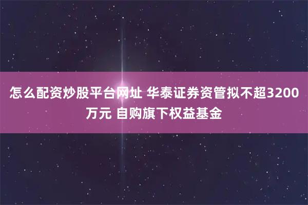 怎么配资炒股平台网址 华泰证券资管拟不超3200万元 自购旗下权益基金